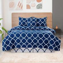 5-Piece Comforter Set – Lux Decor Collection – Lightweight Microfiber With Plush Texture – Opulent Design – All-Season Warmth – Elegant Bedding With Pillow Shams & Bed Skirt – Cozy Comforter, Elegant Bedding Set, Luxury Bedroom Essentials, Valentine's Day Romantic Bedroom, Spring Bedding Set, Complete Bed In A Bag, Matching Decor, Elegant Design, Luxury Look, Gift Set Idea, Guest Bedroom Ready, Modern Bedroom Style, Easy Bedroom Refresh, All-Inclusive Bedding, Daily Living, Home Comfort, Family Choice - 四葉海軍藍 - 查看 9