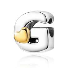 925 Silver Plated Heart Shaped Letter A-Z Pendant Charm, Smooth Letter Necklace A-Z Provides Multiple Choices. Ideal For DIY Bracelet And Necklace. Gold Heart Initial Letter Bead Pendant, Great Jewelry Gift For Women.