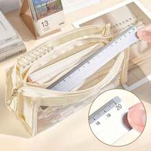 1PC Pencil Bag With Highly Attractive And Large Capacity - White - View 3