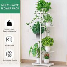 Soporte para plantas interior y exterior de metal, estantería con 4/5/6/7/8 niveles para múltiples macetas, exhibición de plantas, estantería, soporte para plantas individual para interiores, unidad para patio, jardín, esquina, balcón, sala de estar - Blanco - Ver 6