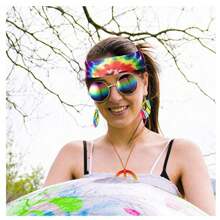 3pcs Hippie Accessories Costume,70s Hippie Rainbow Leopard Outfit,Hippie Headbands For Men Women Peace Sign Necklace Sunglasses Halloween Christmas Prom - Color - View 3