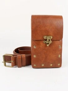 Bộ 4 túi đeo thắt lưng giả da thời Trung cổ Phục hưng kèm giá đựng cốc bia, thích hợp cho LARP & Cosplay. - màu nâu - Xem 7