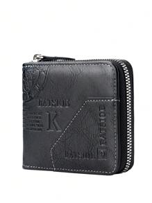 BATSIOE Nuevo estilo vintage portacartillas de crédito de negocios con relieve de letras, cartera de regalo para hombres, billetera pequeña con estilo de dinero antiguo para hombres - Negro - Ver 5