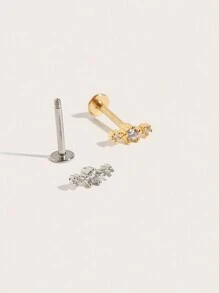 1pc Minimalist Titanium Steel Diamond Round Stud Earrings Suitable For Daily Wear - Diamond - View 6