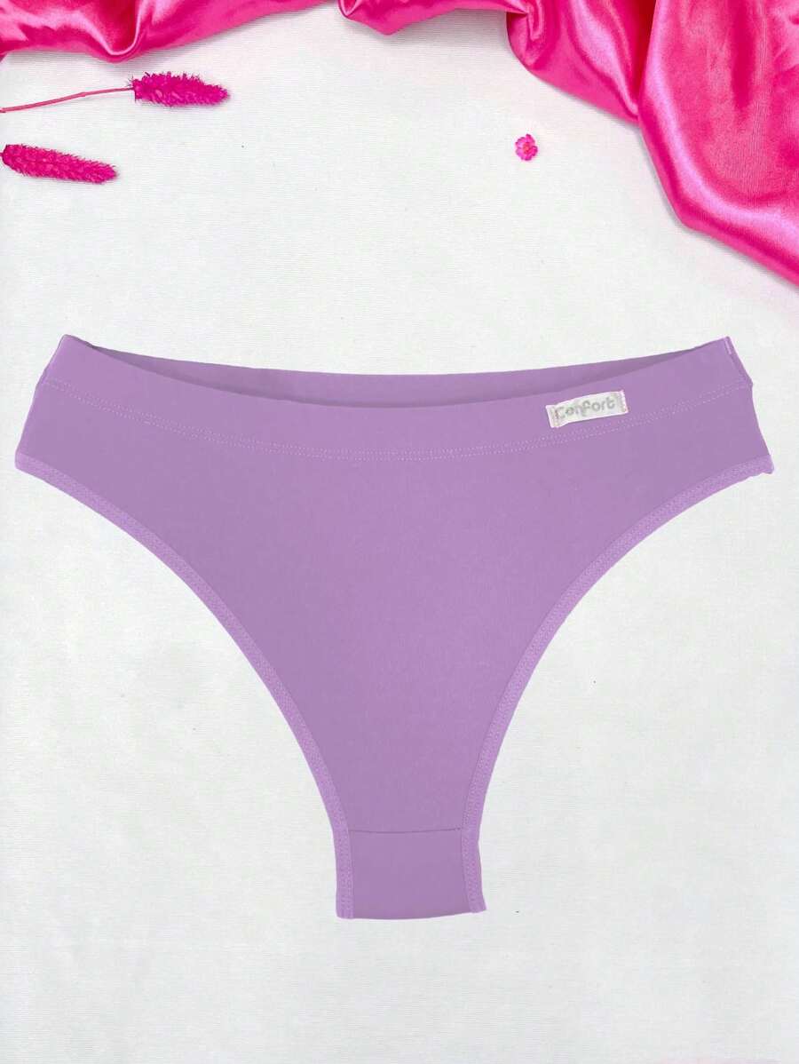 Comfort Thong Panties With Folded Waistband - 紫丁香色 - 查看 1