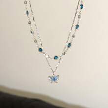 2 件装优雅蓝色蝴蝶吊坠项链和颈链项链女士 - 藍色 - 查看 5