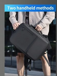 1 件大容量可扩展旅行背包，户外沙滩包，学生包，笔记本电脑包，多功能背包，防水防刮面料，休闲商务风格钱包假日旅行必需品复古包书包露营旅行包冬季返校复古笔记本电脑包运动生活男士包礼品包徒步旅行包周末包背包旅行必备品大包春季复古包 - 黑色 - 查看 6