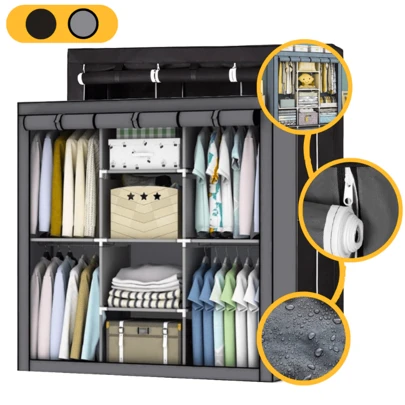 Guarda Roupa Dobrável Organizador Armário Casal Portátil 3 Portas