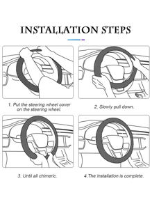 1PC Da Đôi Tròn Dập Nổi Nội Thất Ô Tô Thoải Mái Và Mềm Mại Không Có Vòng Bên Trong Bọc Vô Lăng Thích Hợp Cho 14.5-15 inch - Một cỡ - Xem 8