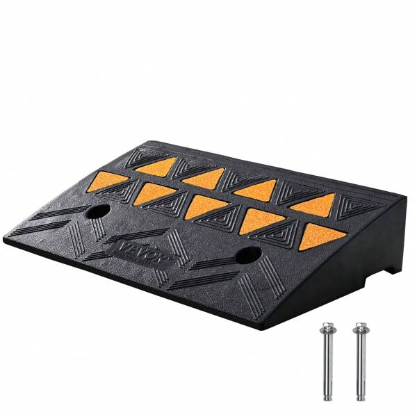Rubber Curb Ramp 4.25" Rise Height Sidewalk Curb Ramp, 11.8" Width 19.7" Length Driveway Ramp For Curb, 15T Heavy Duty Rubber Ramp For Forklifts, Trucks, Buses, Cars, Wheelchairs, Bikes