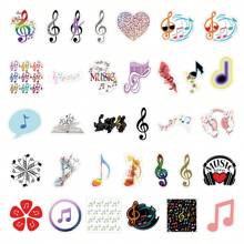 50 张音符贴纸乙烯基美学贴纸，适用于剪贴簿、日记、笔记本电脑、保险杠、滑板、水瓶、电脑、手机、卡通、安全帽、汽车贴纸和贴花