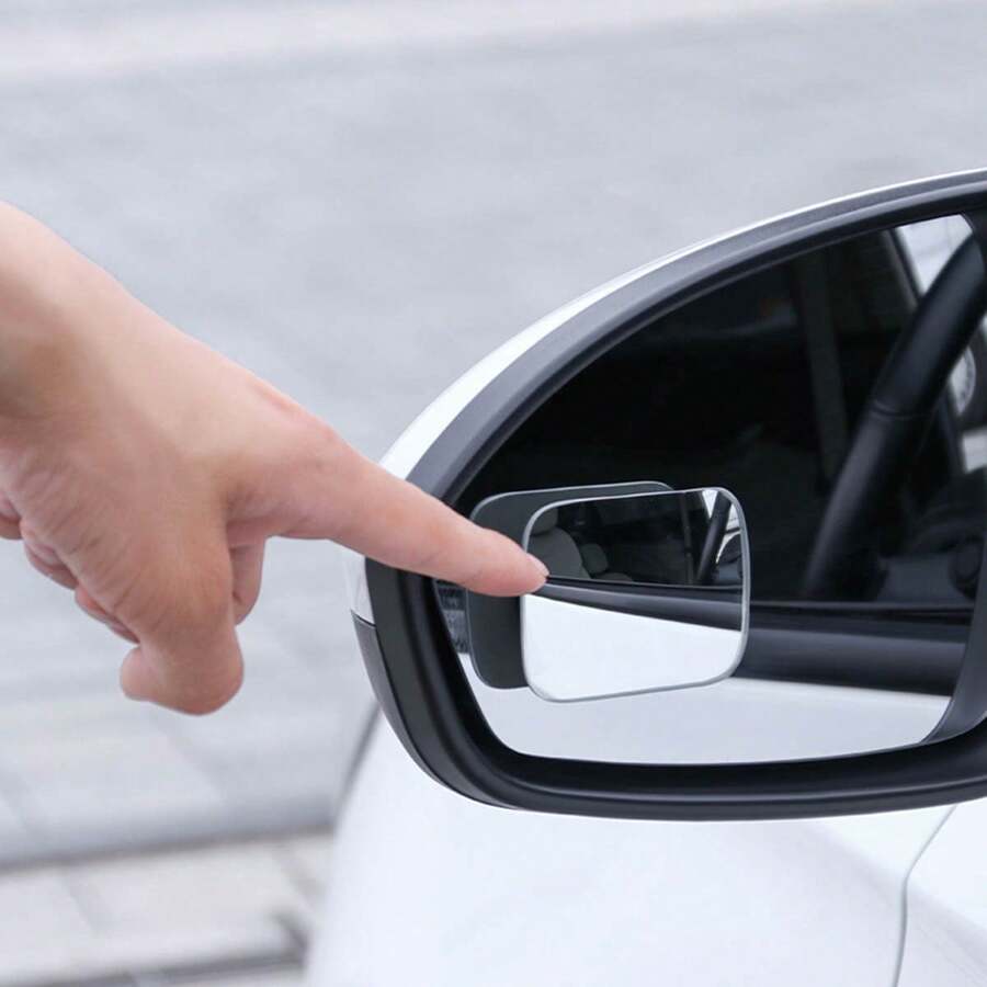 2pcs Large Size Car Rearview Mirror High Definition Frameless Glass Backup Mirror, Adjustable Blind Spot Mirror, Reversing Small Square Mirror, Interior & Exterior Observation Mirror, Square Convex Glass Mirror - one-size - View 1