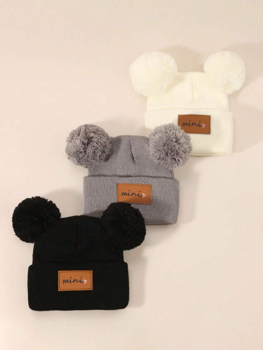 3 件/3 包/1 件 0-16 岁男女通用黑色无檐小便帽，适合幼儿、儿童和婴儿，Y2k 风格，新生儿针织帽，适合户外，温暖的冬季帽，适合日常通勤 - 彩色 - 查看 1