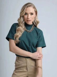 Women Blouses - Army Green - View 1