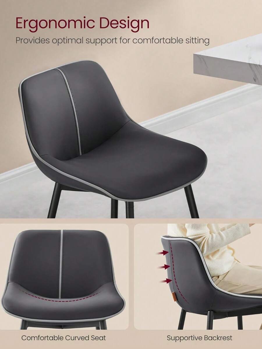 VASAGLE 2 Pack Bar Stools, Bar Height Bar Stools With Back, Ergonomic