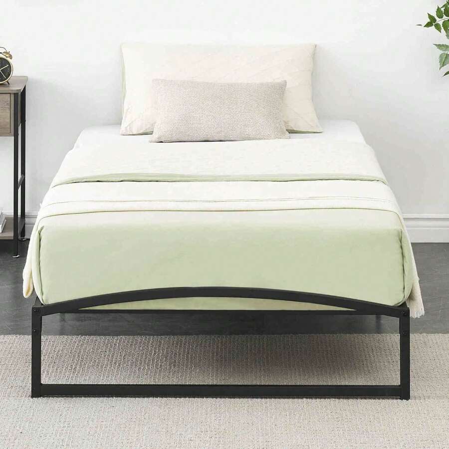 10 Inch Metal Platform, Twin Size Bed Frame, Low Profile With Sturdy Steel Slats Support, Mattress Foundation, No Box Spring Needed, Easy Assembly - Black - View 1