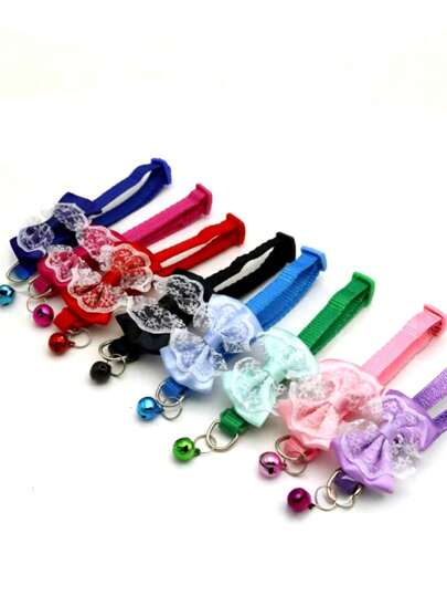 1pc Upgraded Lace Bow Pet Collar With Reinforced Nylon For Dogs & Cats, Decorative Accessory