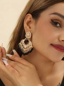 EVBEA 1 对夸张波西米亚风格珠子和流苏耳环，适合女性日常佩戴 - 彩色 - 查看 3