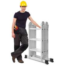 VA-Cerulean 7 In 1 Multi-Purpose Ladder Aluminum Ladder Multi-Purpose Ladder Folding Ladder Household Ladder Work Ladder Leaning Ladder Work Platform Multifunctional Ladder Articulated Ladder, 340cm / 470cm / 550cm - Silver - View 3