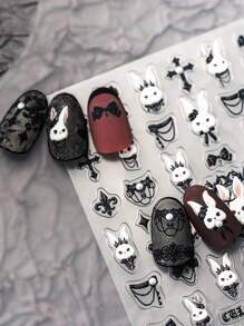 55 件/张哑光可爱蝴蝶结、复古兔子印花美甲贴纸，适合日常使用，深受女性和女孩的喜爱