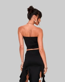 STRAPLESS TOP CROP TUBE TOP CROPPED STRAPLESS FIGHTING AITONA - 黑色 - 查看 2