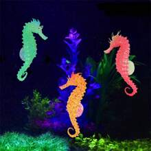 1/3 piezas Caballitos de mar que brillan en la oscuridad, decoración simulada de TPU para acuarios de peces - decoración de paisaje de caballitos de mar de silicona fluorescente para pecera - Multicolor - Ver 10