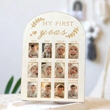 Newborn Calendar Record Picture Frame, Baby Milestone Commemorative Wooden Picture Frame Table, Recall Every Moment Of The Baby Gifts Birthday Graduation