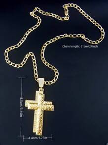 1 pieza Dije con colgante de la Última Cena en estilo medallón redondo chapado en oro de 14K, con cadena de estilo cruz - Dorado - Ver 8