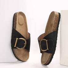 Stylish Slip-On Sandals With Adjustable Buckle And Platform For Women's Ultimate Comfort - Black - View 7