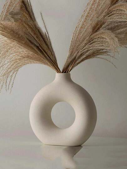 1pc Donut Round Vase Nordic Minimalist Home Living Room Desktop Flower Arrangement ative Ornament Glass view 2