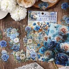 1 张卡片，含 4 张金箔和透明防水 PET 贴纸，DIY 剪贴簿复古花卉装饰用品 - 彩色 - 查看 7