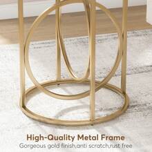 Tribesigns Modern Circular End Table, 20" Side Table Coffee Stand, Cocktail Table With Distinctive Gold O-Shaped Base, Midcentury Decorative Table Nightstand For Living Room Bedroom - Bạch kim - Xem 6