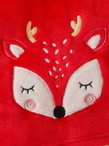 Ensemble bébé fille pull en fourrure brodé de cerfs et pantalon; Top de Noël avec renne, pantalon sapin de Noël; Top rouge; tenue de Noël