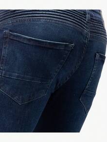 Men's Slim Fit Moto Jeans - Dark Wash - View 5