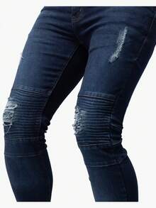 Men's Slim Fit Moto Jeans - Dark Wash - View 2