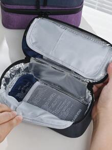 1pc Small-Size Grey Insulated Medical Cooler Bag With 2 Reusable Ice Packs, Portable Insulin Storage Case, Gel Ice Pack, Medication Box Travel Emergency Bag Camping Pill Box Pill Case Pill Organizer Pill Container Medicine Box First Aid Kit First Aid Medical Bag Emergency Kit Bag
