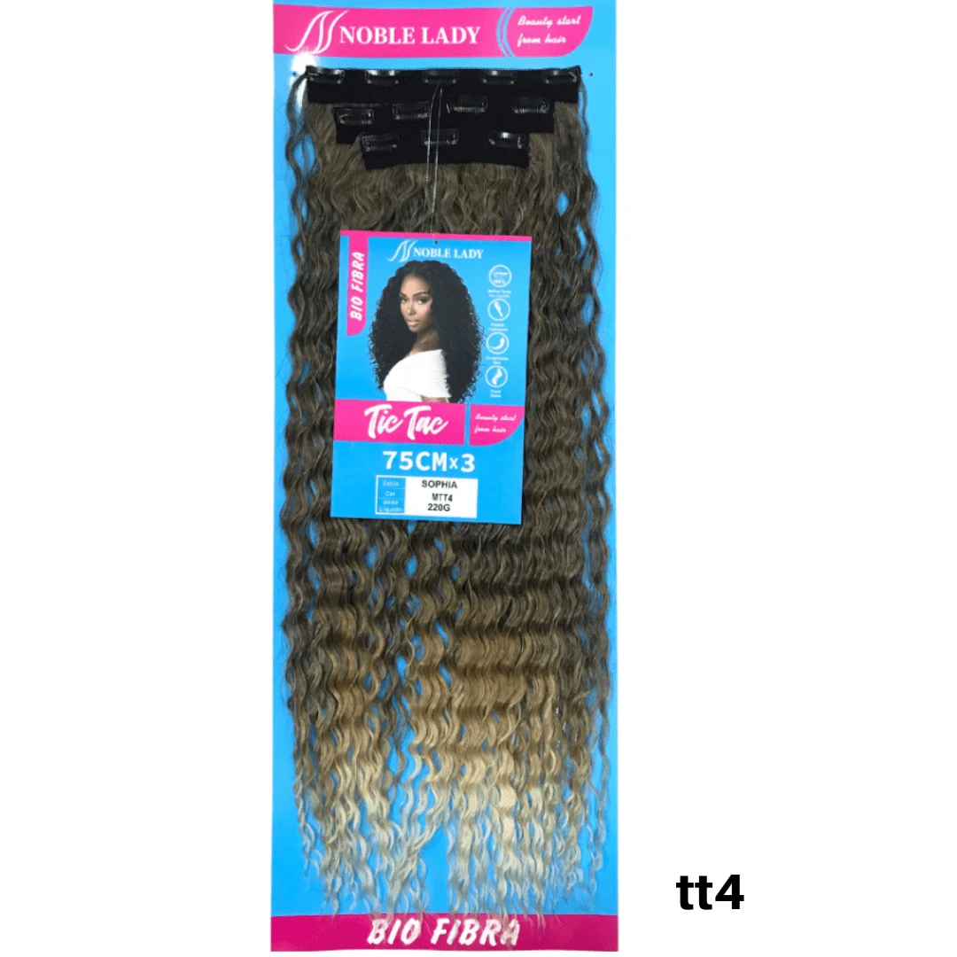 Aplique Bio Fibra Tic Tac Cacheado Longo 3 Peças 75cm Sophia