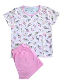 Youth Girl's Pajamas Printed Women's Short Polyester Teenage Summer Nightwear - 彩色 - 查看 9