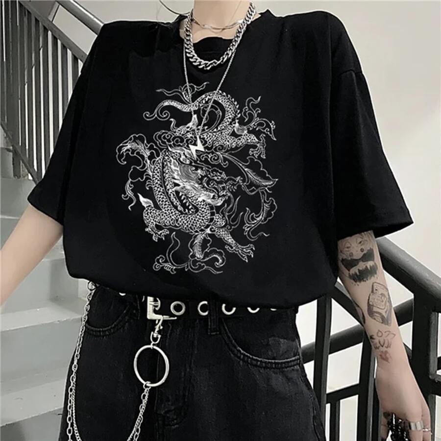 Dragon Aesthetich Unisex T-Shirt - Black - View 1
