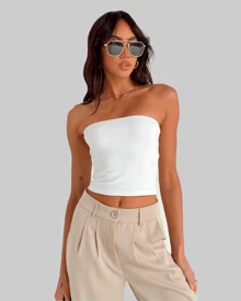 STRAPLESS TOP CROP TUBE TOP CROPPED STRAPLESS FIGHTING AITONA - 白色 - 查看 3