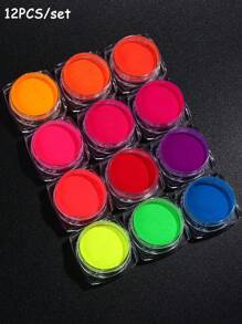 Neon Phosphor Pigment Powder Fluorescent Nail Glitter Chrome Pigment Gradient Effect Ombre Rubbing Neon Dust DIY Manicure Decoration