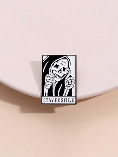 1pc Halloween Series "Stay Optimistic"  Lapel Pin, Gothic Badge, Friends Gift, Suitable For Daily Wear By Men And Women