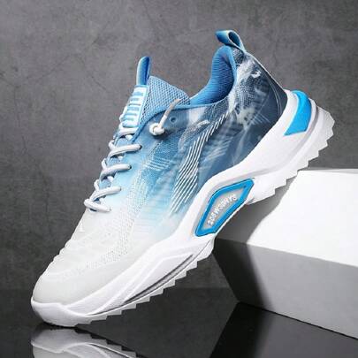 Men's Mesh Breathable Slip-On Sneakers, Casual Gradient Color Soft Bottom Non-Slip Shoes