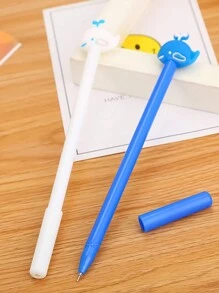 4 piezas Bolígrafos de gel con forma de ballena de pegamento suave, bolígrafos de gel para escritura de estudiantes, bolígrafos de gel con apariencia de ballena de material PP, bolígrafos de firma de oficina - Multicolor - Ver 2