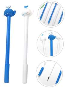 4 piezas Bolígrafos de gel con forma de ballena de pegamento suave, bolígrafos de gel para escritura de estudiantes, bolígrafos de gel con apariencia de ballena de material PP, bolígrafos de firma de oficina - Multicolor - Ver 3
