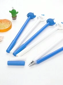 4 piezas Bolígrafos de gel con forma de ballena de pegamento suave, bolígrafos de gel para escritura de estudiantes, bolígrafos de gel con apariencia de ballena de material PP, bolígrafos de firma de oficina - Multicolor - Ver 4