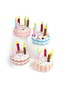 Pet Toys For Cats & Dogs, Stress Relief Chew Toys, Teeth Cleaning, Bites Resistant, Birthday Gift, Birthday Cake With Squeaky Bone