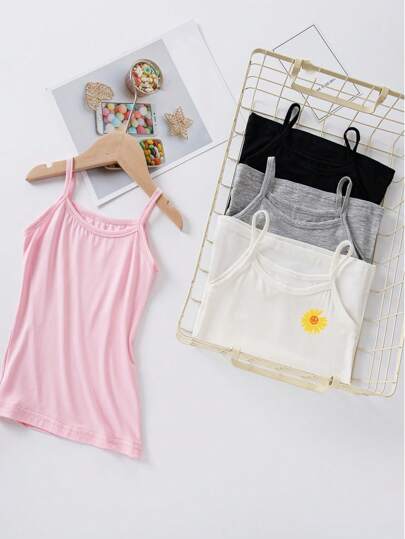 4 件套少女卡通莫代尔吊带背心