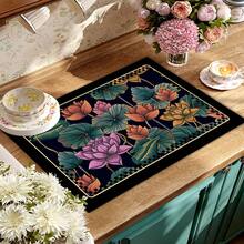 银杏叶花卉植物三脚架，适用于咖啡机、微波炉和烤箱盖，高端隔热垫，橡胶防滑底，快干易清洁吸水垫，厨房工具干燥垫，家居装饰，宠物垫；适用于厨房、餐桌、吧台、客厅；可用作桌布和床头柜多用途防尘罩，方便存放。出色的厨房配件！厨房、夏季海滩派对、美食、露营、组织者、房间装饰、厨房用品 - 彩色 - 查看 1