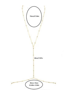 1 件简约优雅时尚珍珠链项链身体链首饰女士海滩风格 - 金色 - 查看 5